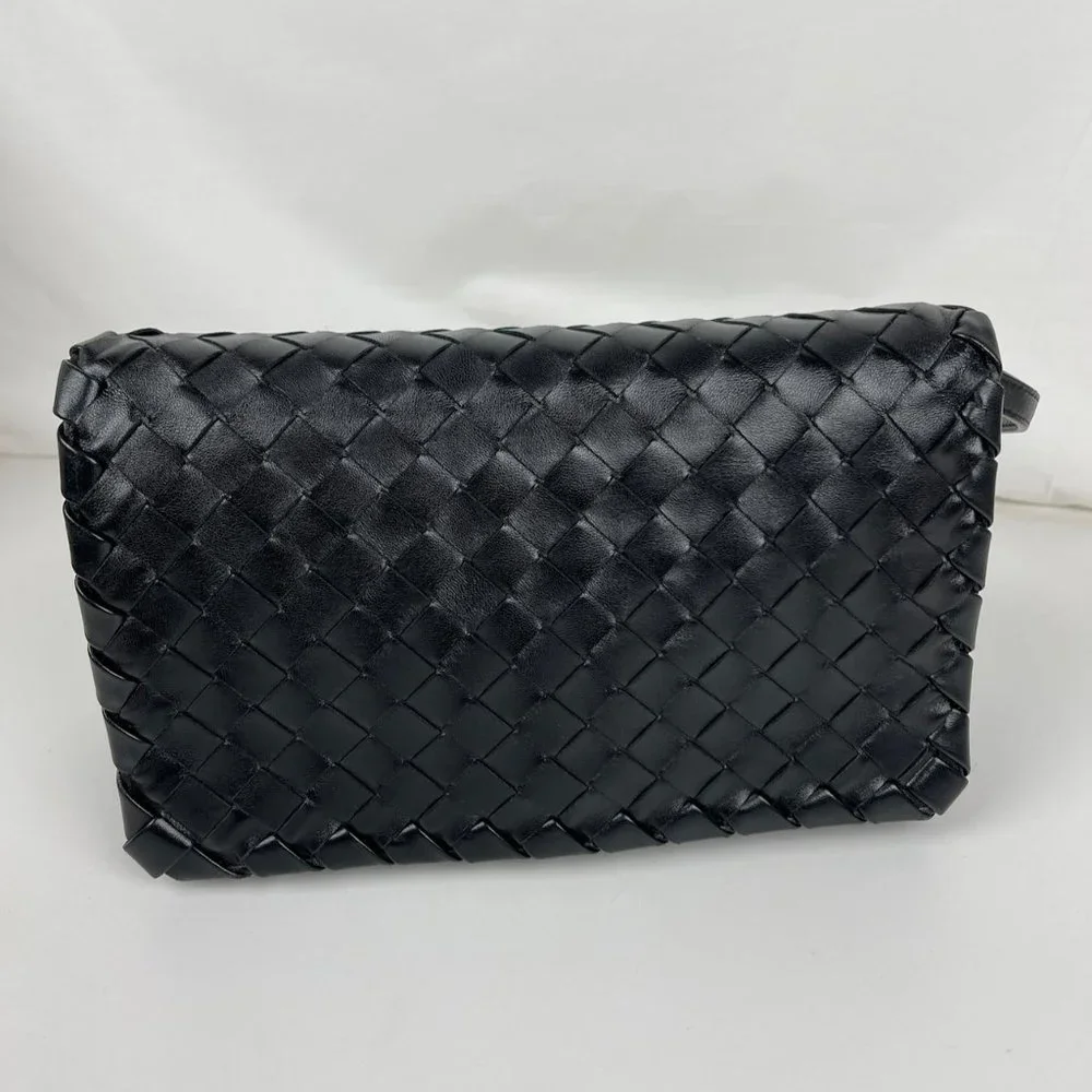 Bottega Veneta Intrecciato Black Nappa Leather Shoulder Bag